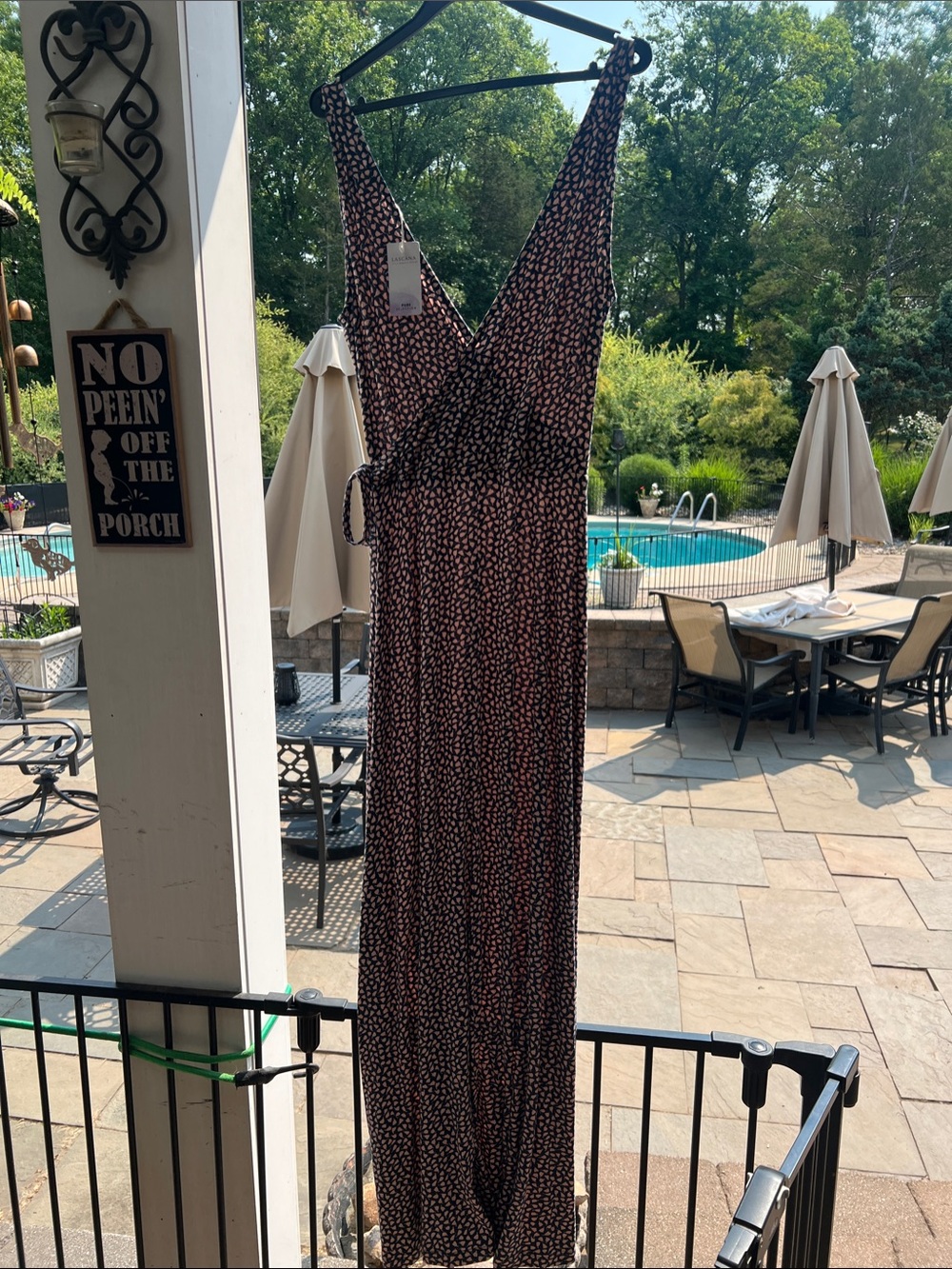 Sleeveless Black Maxi Wrap Dress with Pink Dot Print — Versatile Summer Dress